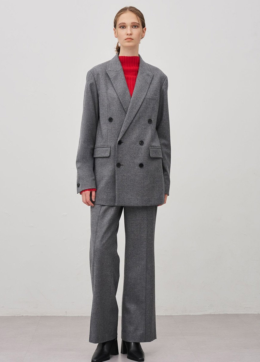 法蘭絨寬版西裝外套